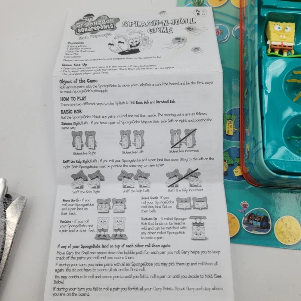 SpongeBob SquarePants Splash-N-Roll Board Game Mattel B0824 Complete in Tin